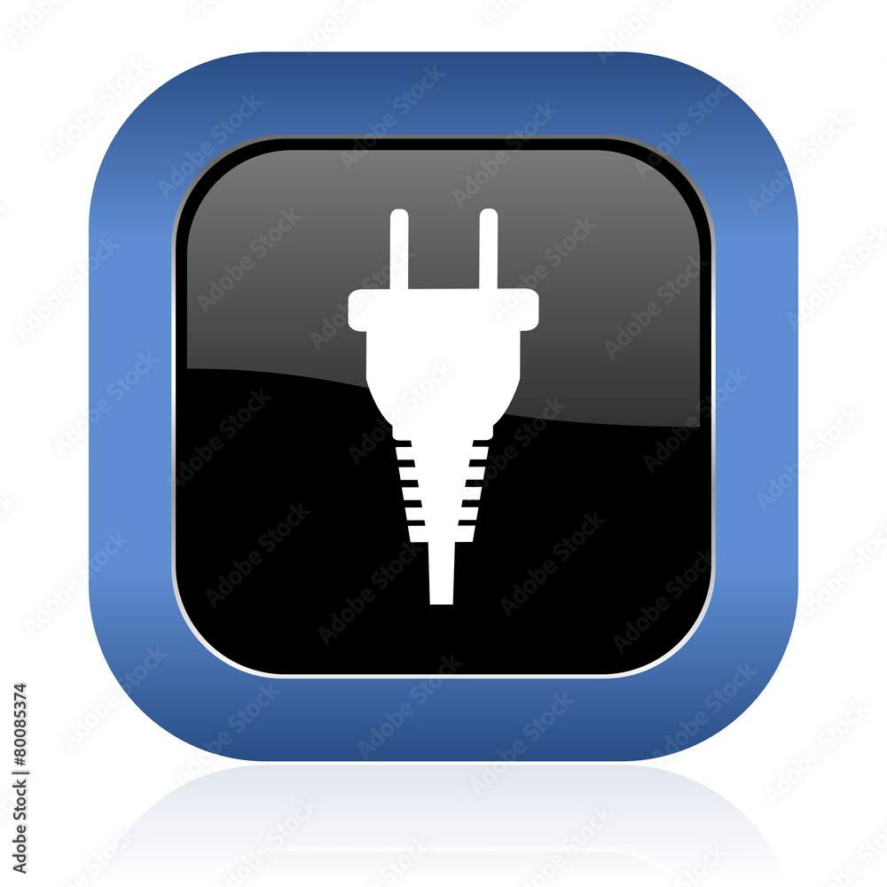 plug square glossy icon electric plug sign plug square glossy icon electric plug sign