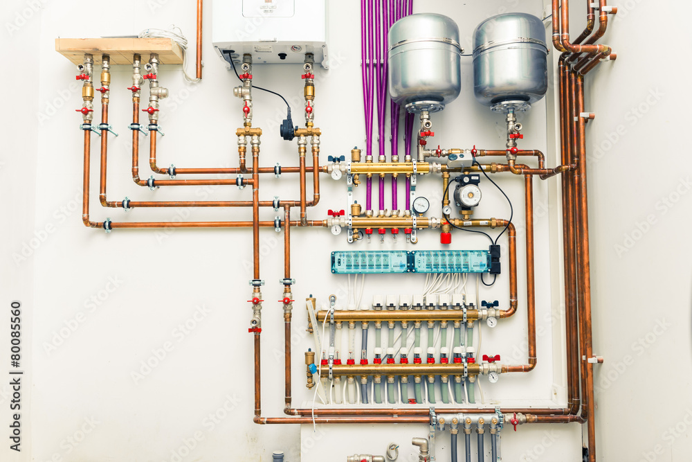 Fototapeta premium independent heating system in boiler-house