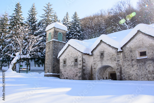 Italy, Madonna dell'Acero sanctuary in winter