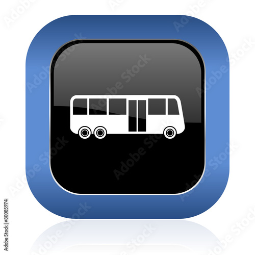 bus square glossy icon public transport sign