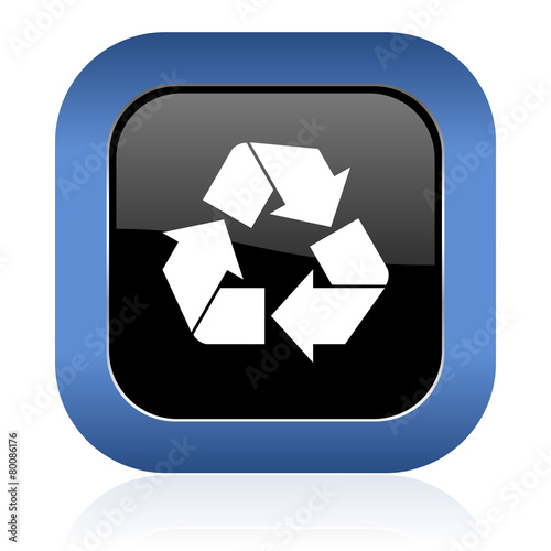 recycle square glossy icon recycling sign