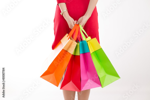 Beautiful woman with a lot of shopping bags