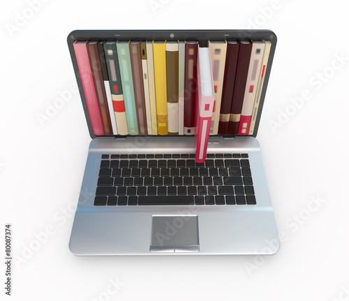 Stock photo of e-books in laptop computer.