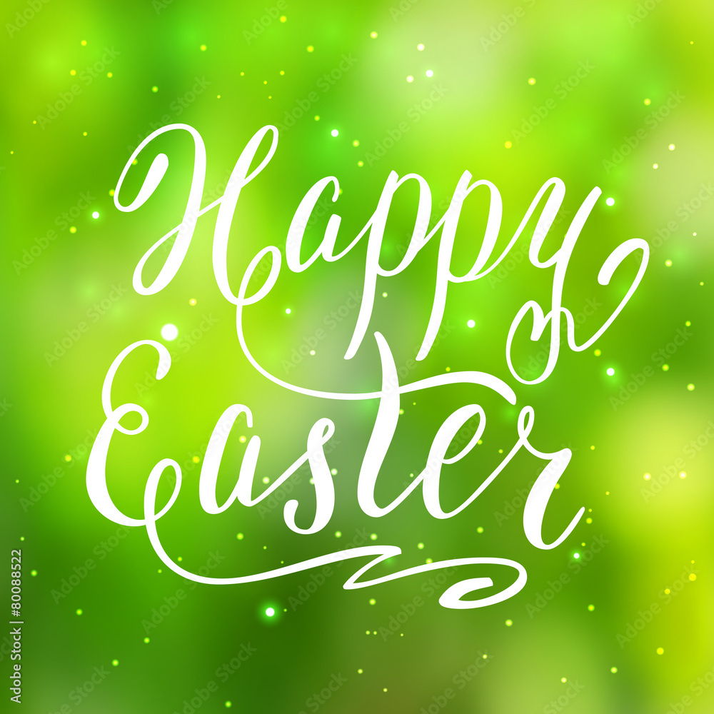 Happy Easter card, hand lettering, vector illustration
