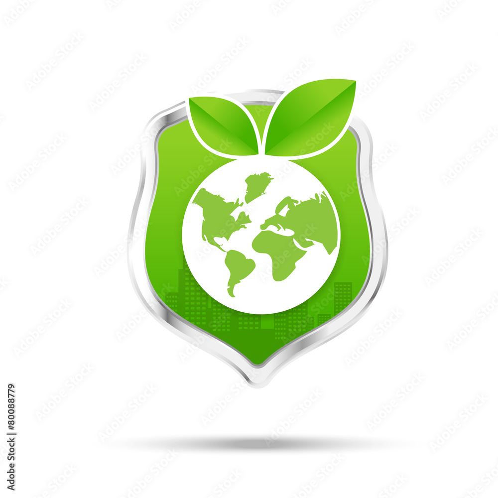 Protection shiled and eco concept save our world on the white ba Protection shiled and eco concept save our world on the white ba