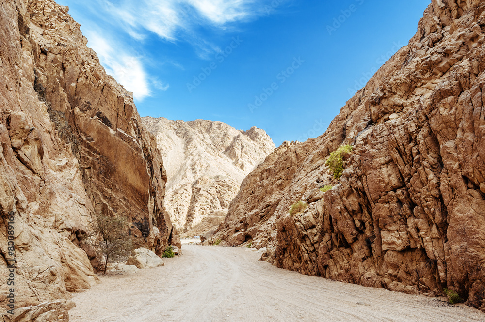 Canyon in Egypt. Egypt, the mountains of the Sinai desert
