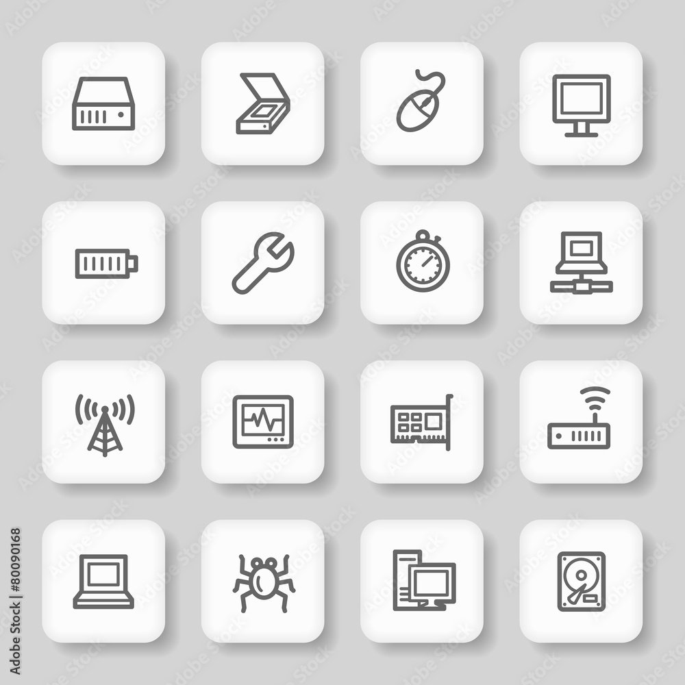Computer components web icons set Computer components web icons set