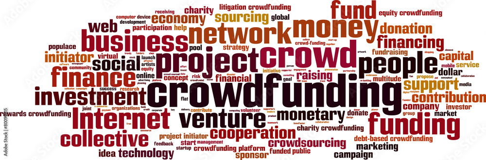 Crowdfunding word cloud concept. Vector illustration