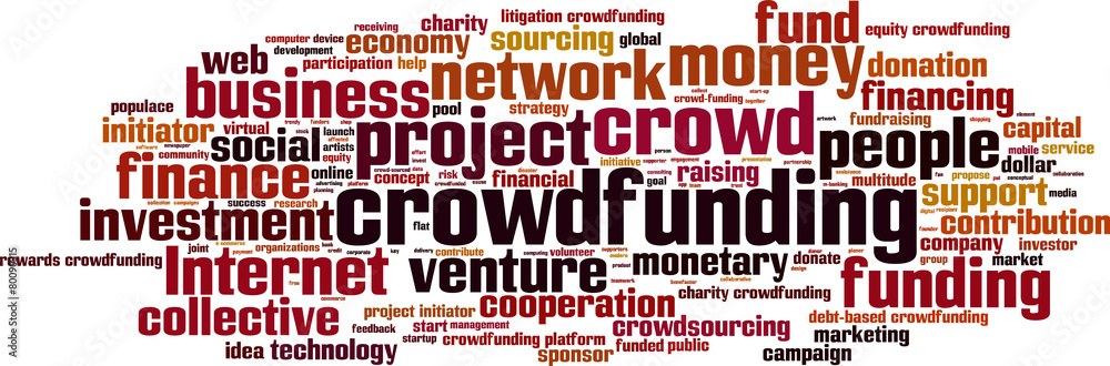Crowdfunding word cloud concept. Vector illustration Crowdfunding word cloud concept. Vector illustration