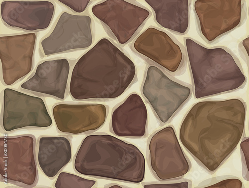 Vector seamless texture colorful stones wall.
