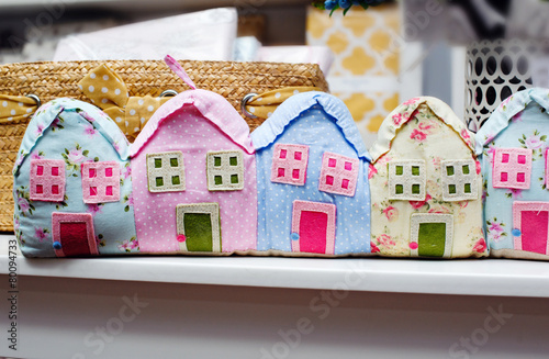 Beautiful colorful houses, sewn from fabric