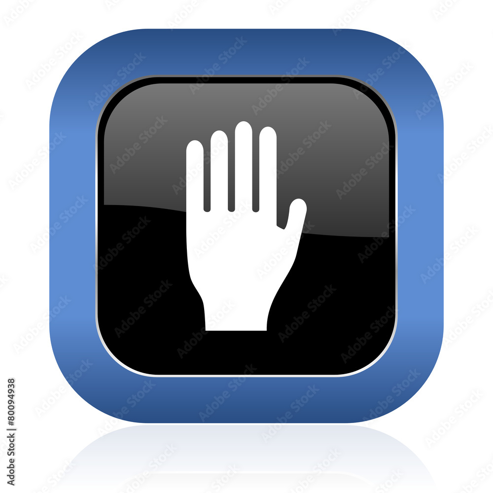 stop square glossy icon hand sign stop square glossy icon hand sign