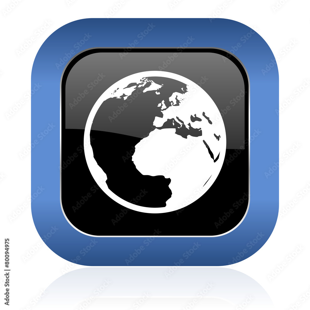 earth square glossy icon world sign earth square glossy icon world sign