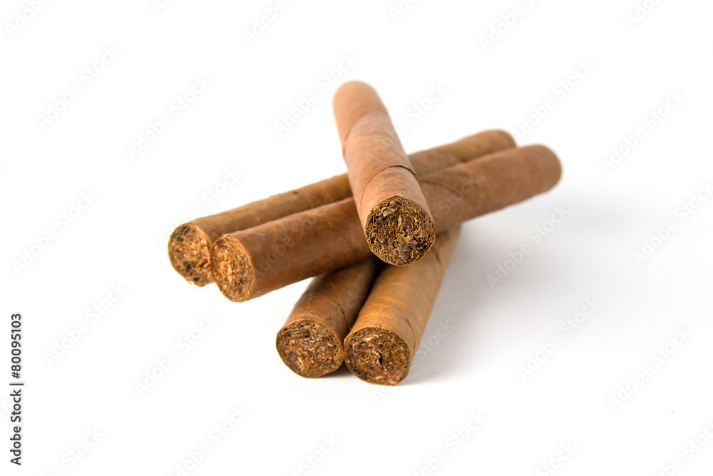 Cuban cigars on white background Cuban cigars on white background