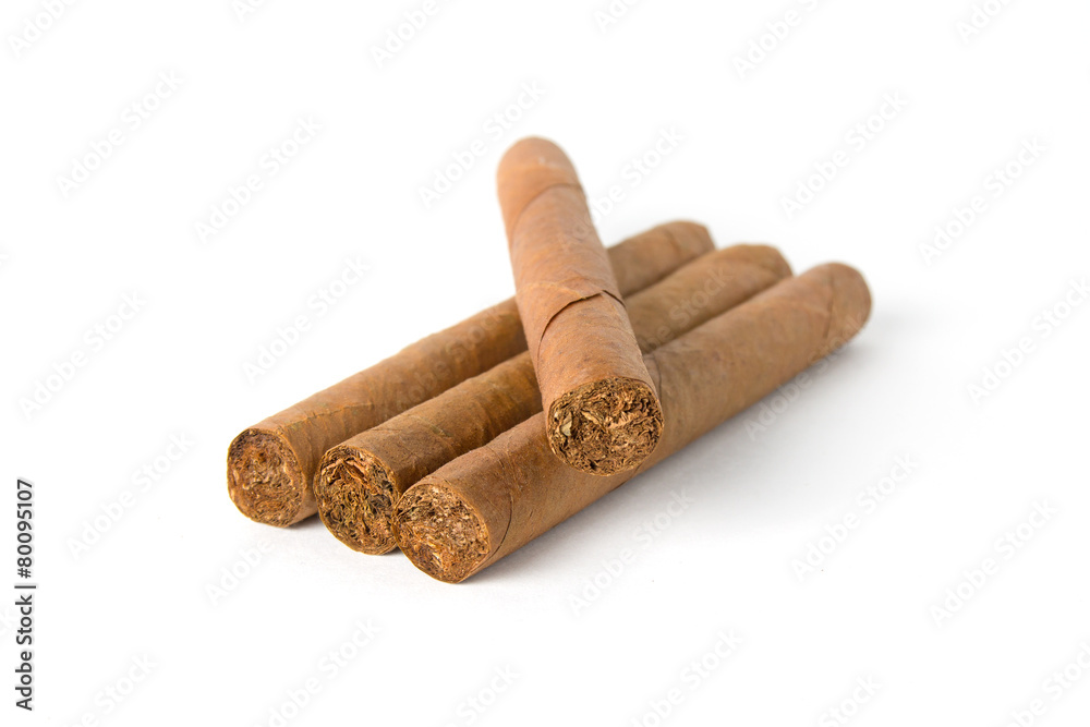 Cuban cigars on white background Cuban cigars on white background