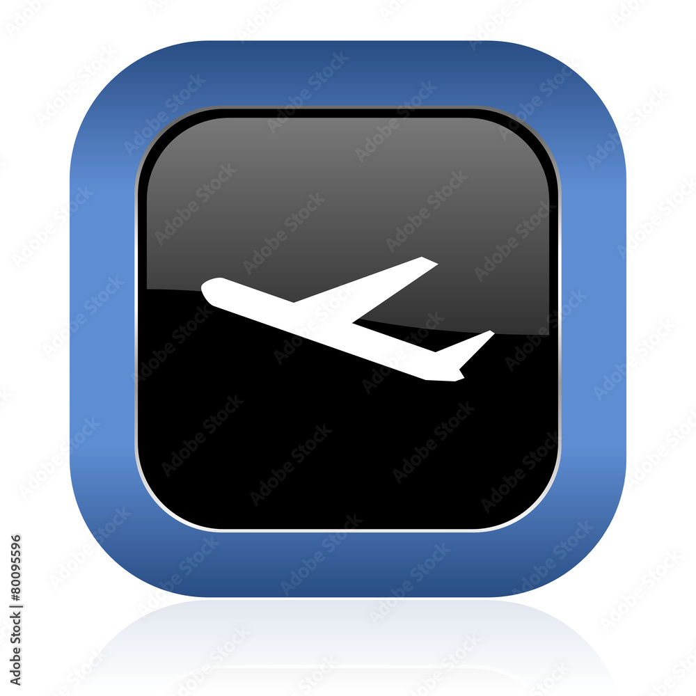 deparures square glossy icon plane sign