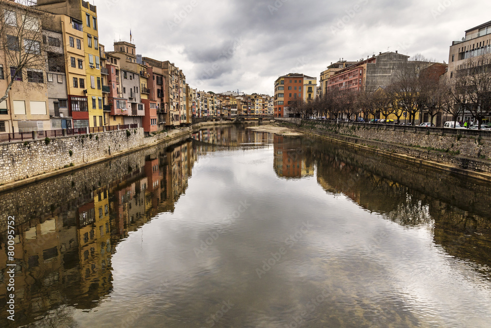 Girona river reflection landmark