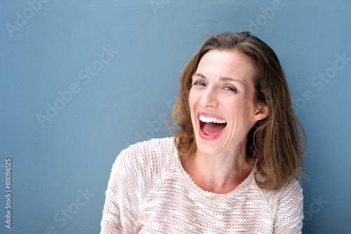 Fotografia, Obraz Happy beautiful fresh mid adult woman laughing