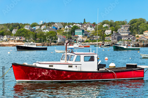 Lobster boat in the harbor, Maine, USA