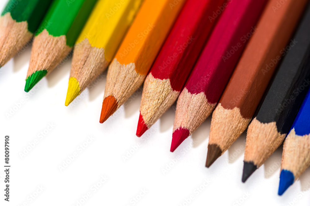 Set of color pencils isolated on white background Set of color pencils isolated on white background