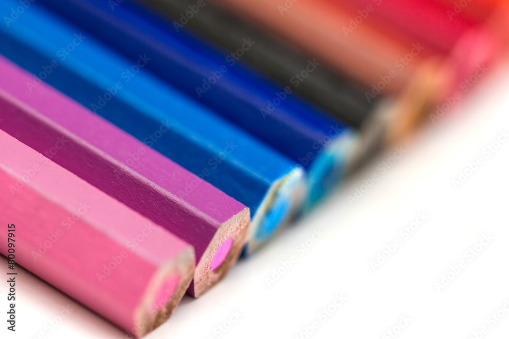 Set of color pencils isolated on white background Set of color pencils isolated on white background