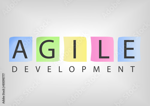 Text with post it notes for agile development software