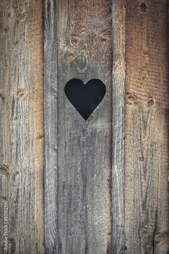 Heart cut out the wood