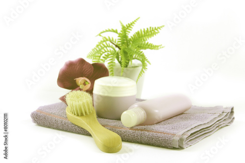 Towel with beauty and hygiene products
