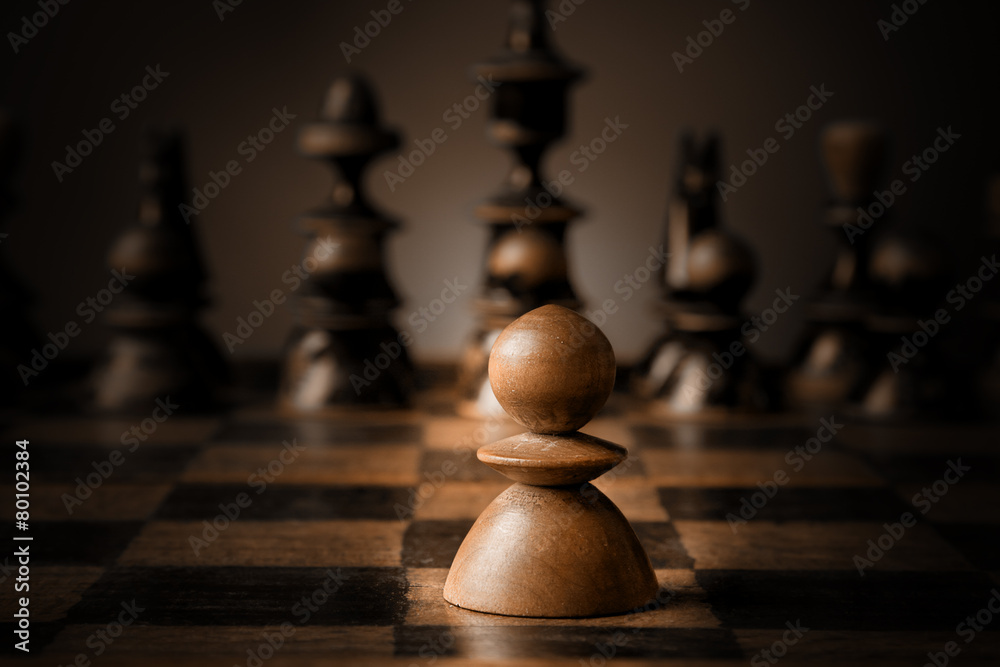 Chess. White pawn against all black. Chess. White pawn against all black.
