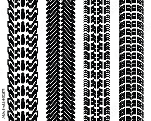 Black prints of tread of cars, vector illustration