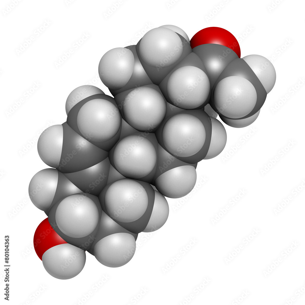 Pregnenolone hormone molecule. Pregnenolone hormone molecule.