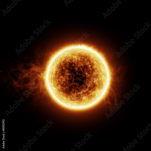 Burning sun on a black background