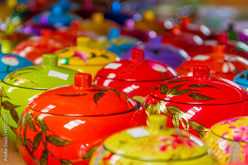 decorated pot, painted rice cup, souvenir shop