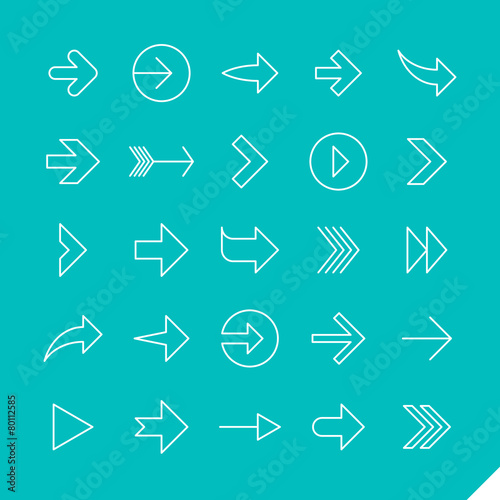Thin linear arrows icons se...