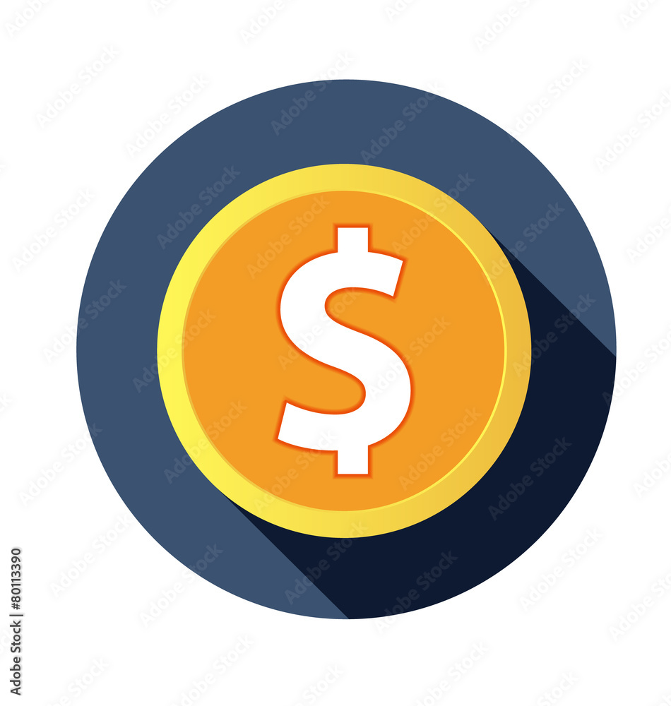 Flat dollar icon with long shadow. vector illustration Flat dollar icon with long shadow. vector illustration