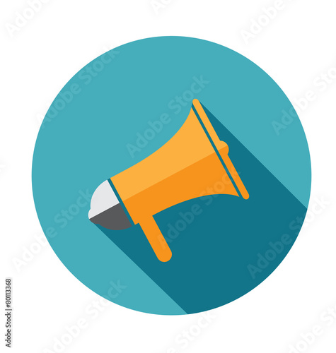 megaphone Flat vector icon with long shadow for social media ma