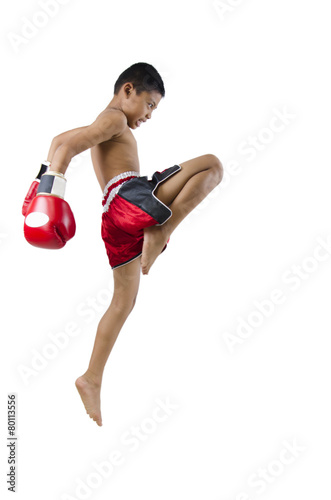 thai boxer with thai boxing action