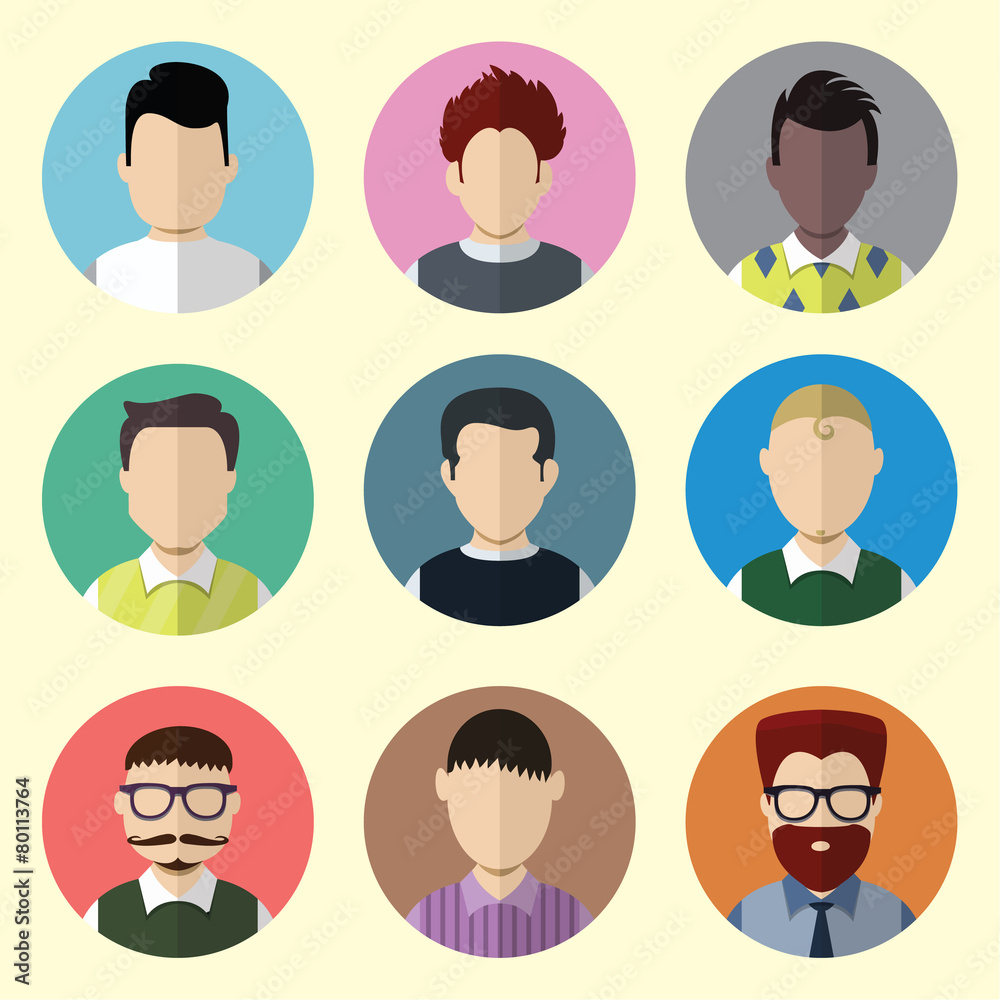 Set of Circle Icons with Man. Set - 05 Set of Circle Icons with Man. Set - 05