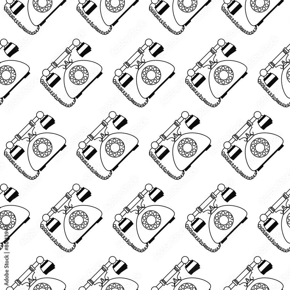 Obraz premium Old-school retro phones. Seamless background