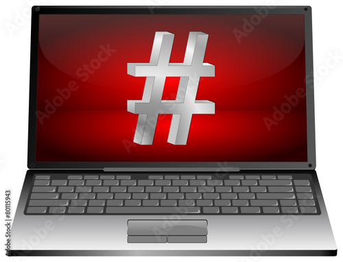 Laptop with Hashtag symbol