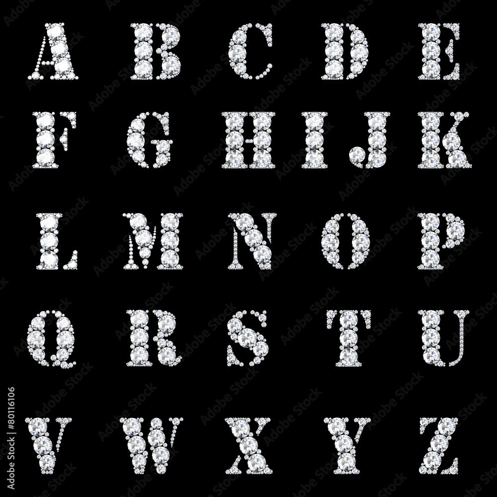 Diamond alphabet, letters from A to Z, Diamond alphabet, letters from A to Z,
