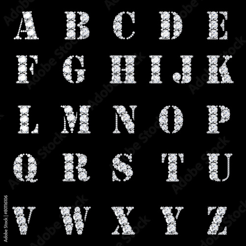 Diamond alphabet, letters from A to Z,