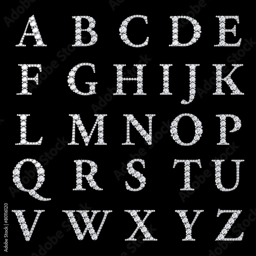 Diamond alphabet, letters from A to Z,