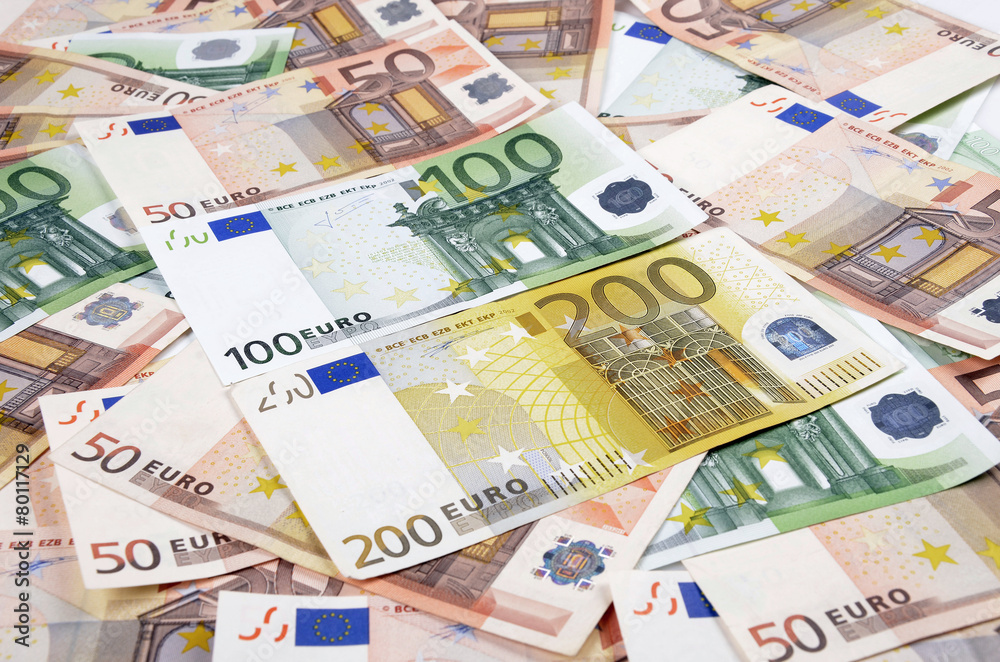 Background from a lot of euro banknotes.