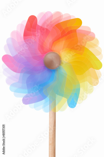 Pinwheel, rotating colorful toy on white
