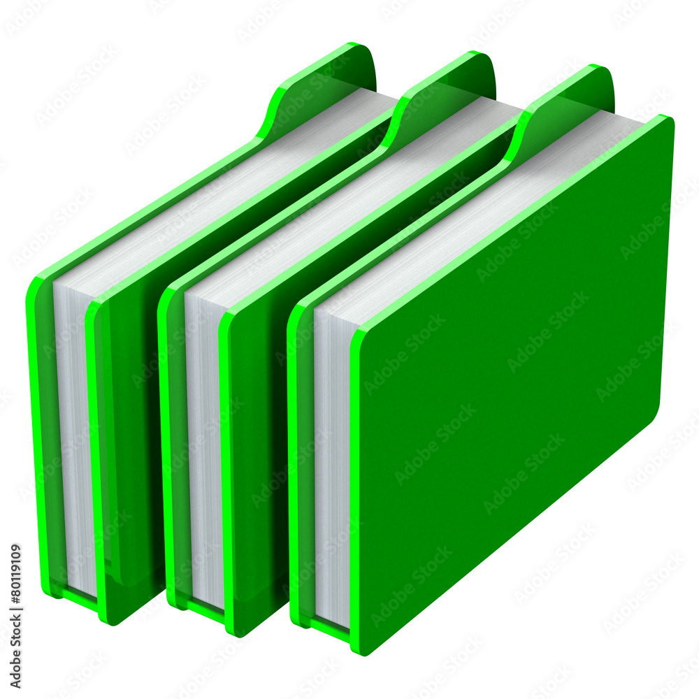 Green folders isolated on white background