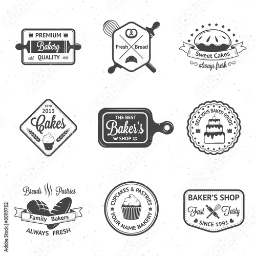 Vintage bakery badges, labels and logos