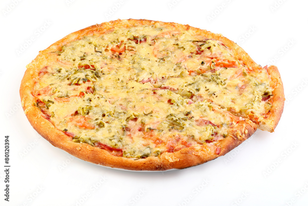 Итальянская пицца Пикантная на белом фоне