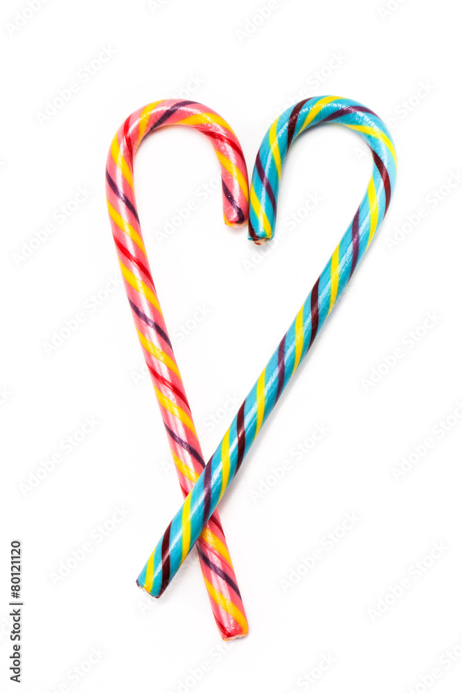 Fototapeta premium Candy canes on a white background. Shallow depth of field