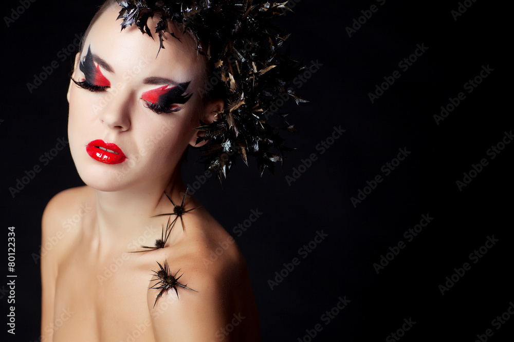 Fototapeta premium woman portrait in studio, face art
